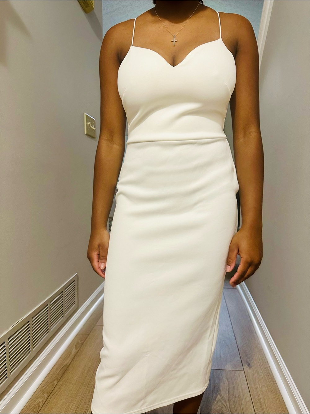 ASOS Classic White Spaghetti Strap Midi Dress